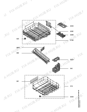 Взрыв-схема посудомоечной машины Electrolux ESI6260 W - Схема узла Baskets, tubes 061